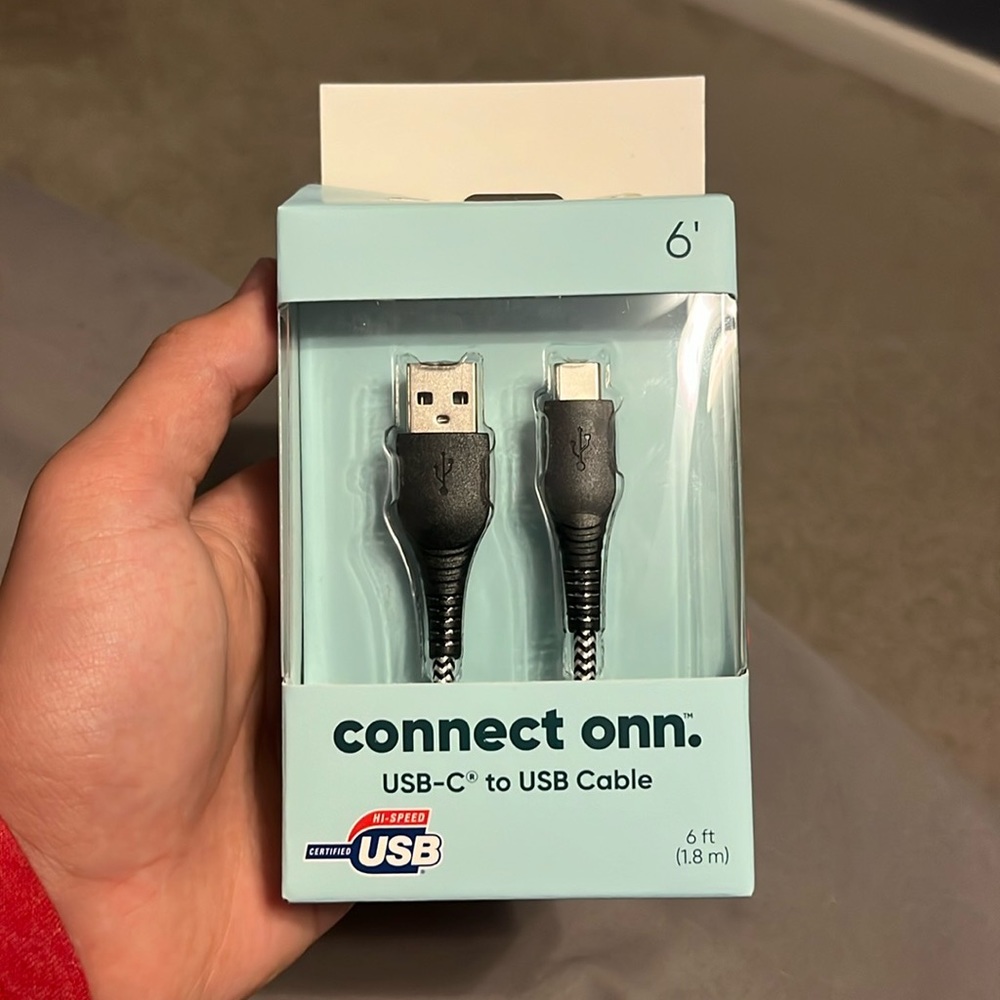 6 ft Connect Onn USB-C to USB Cable Cord